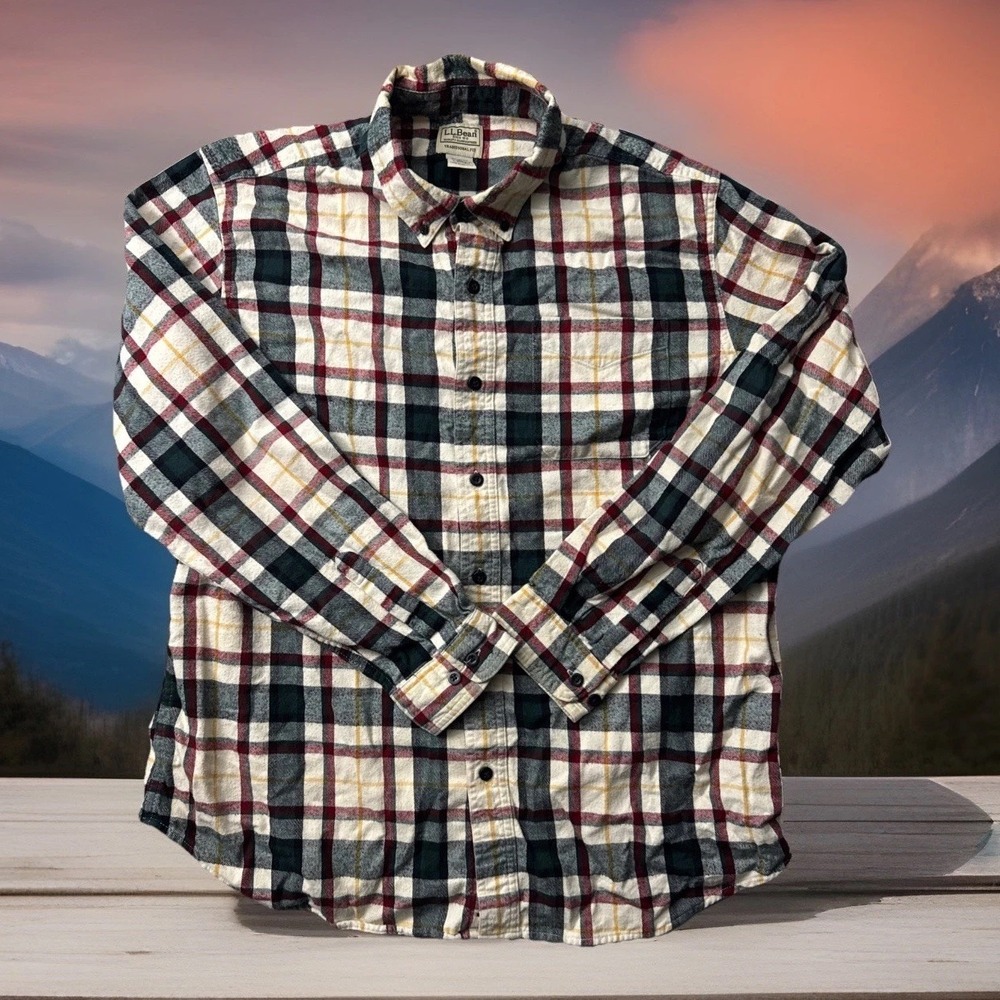 Ll Bean Plaid Traditional Fit Large Cotton Flannel 228061 Y2K
